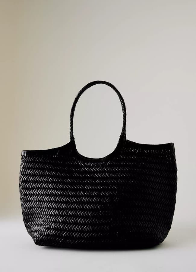 black Nola Woven Leather Bag