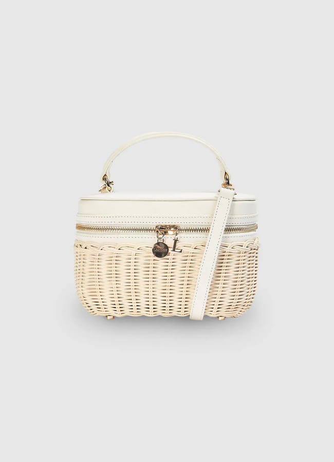 Arlowe Basket Bag in raffia and white