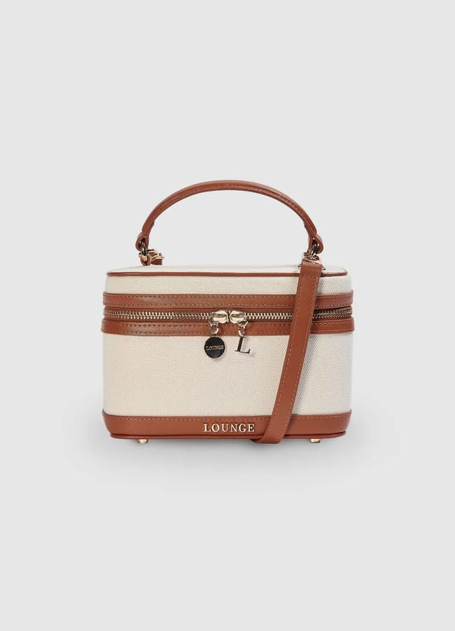 Arlowe Box Bag in cream and tan