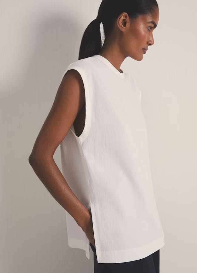 model wearing Reiss | Les 100 Ciels top