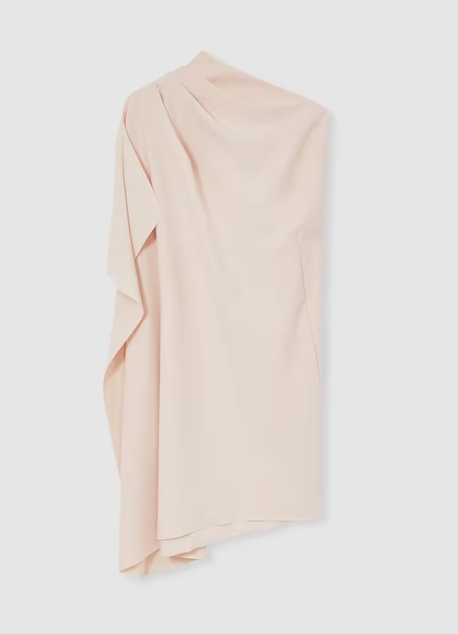 Ellery One Shoulder Draped Mini Dress in Pale Pink