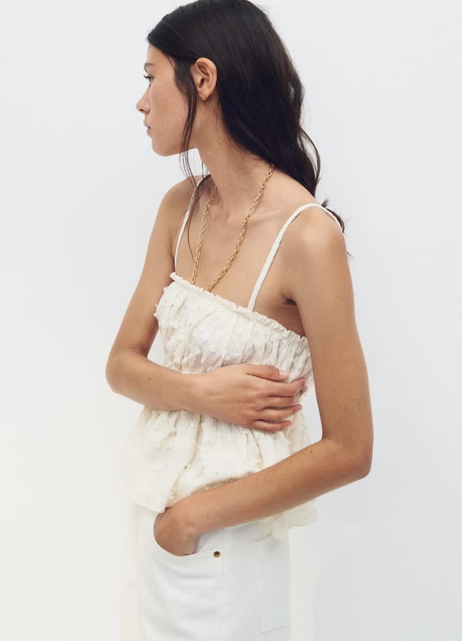 model wearing white H&M Textured jersey top