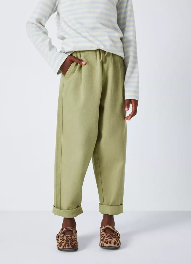 John Lewis ANYDAY Kids' Cotton Twill Trousers, Green