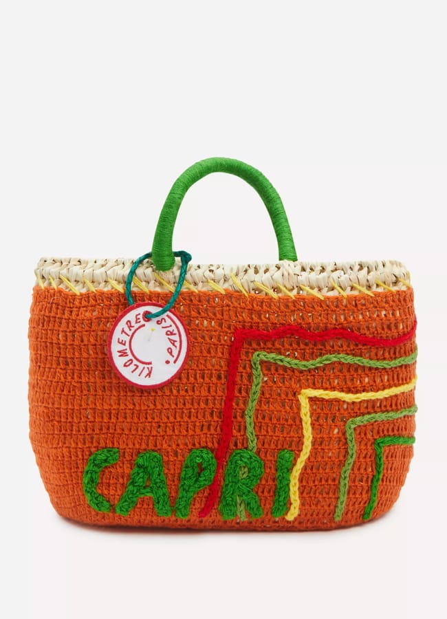 Kilometre Paris orange capri basket weave bag