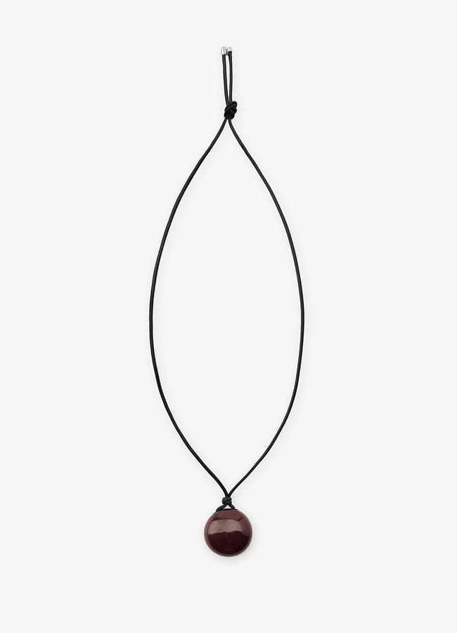 LEATHER CORD NECKLACE WITH STONE