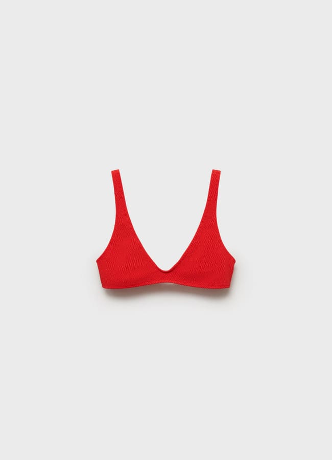 red Textured bikini top