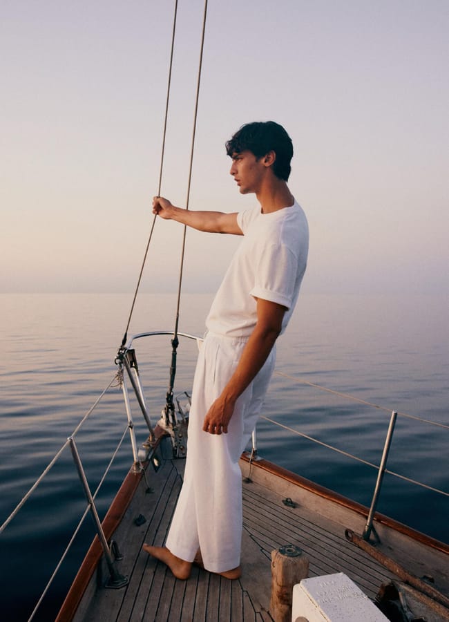 male model on boat