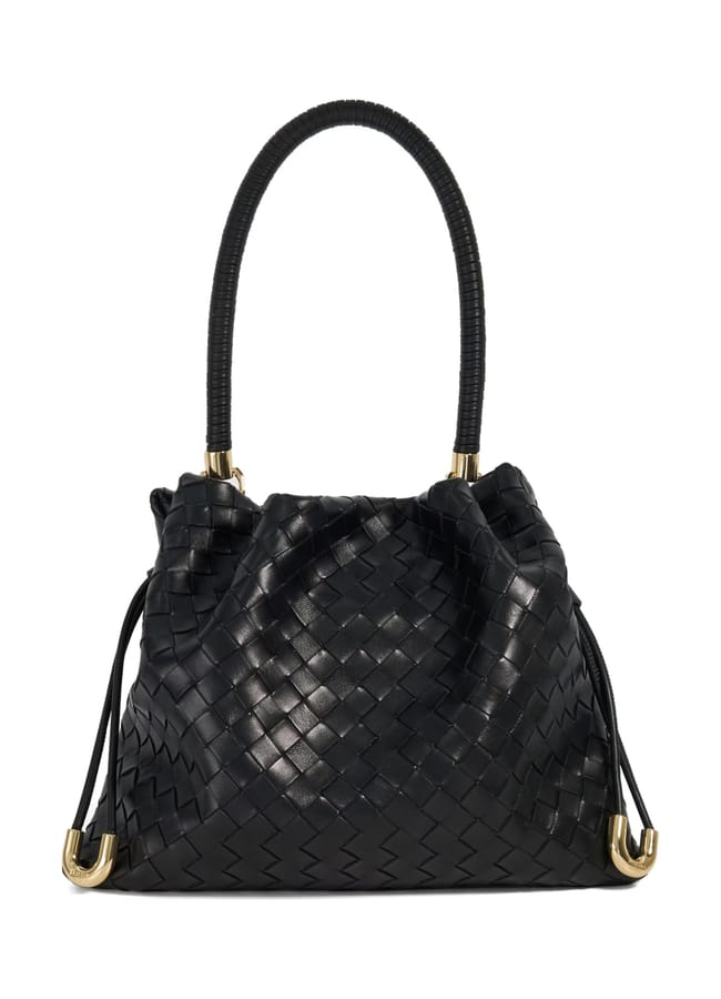 black M&S Dune Leather Woven Grab Bag