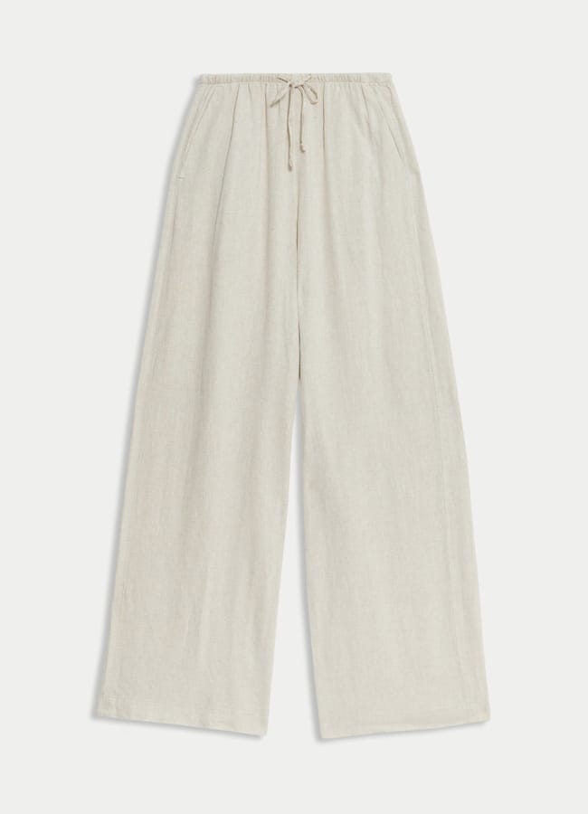 M&S Linen Blend Wide Leg Trousers