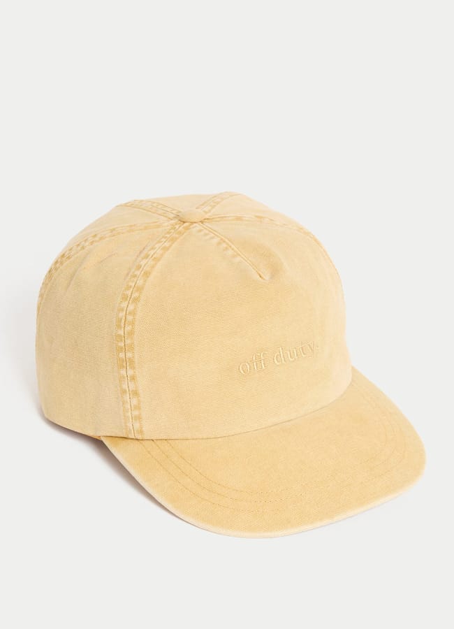 YELLOW M&S Pure Cotton Slogan Baseball Cap