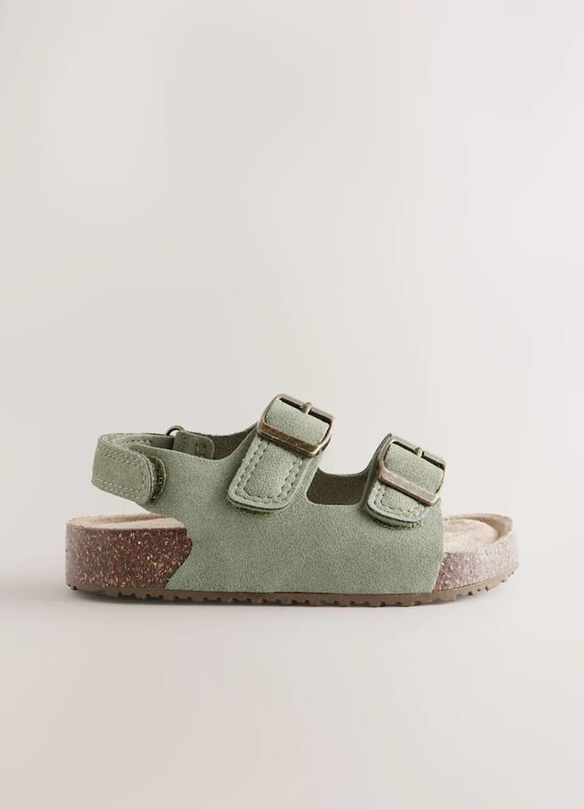 Next Green Standard Fit (F) Double Buckle Cushioned Footbed Sandals