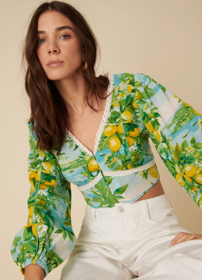 Nobody's Child Green Lemon Print Crop Top New Summer Holiday Finds
