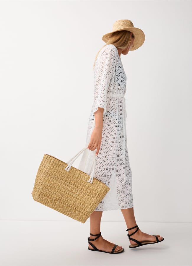 Organic Cotton Broderie Midi Beach Cover Up