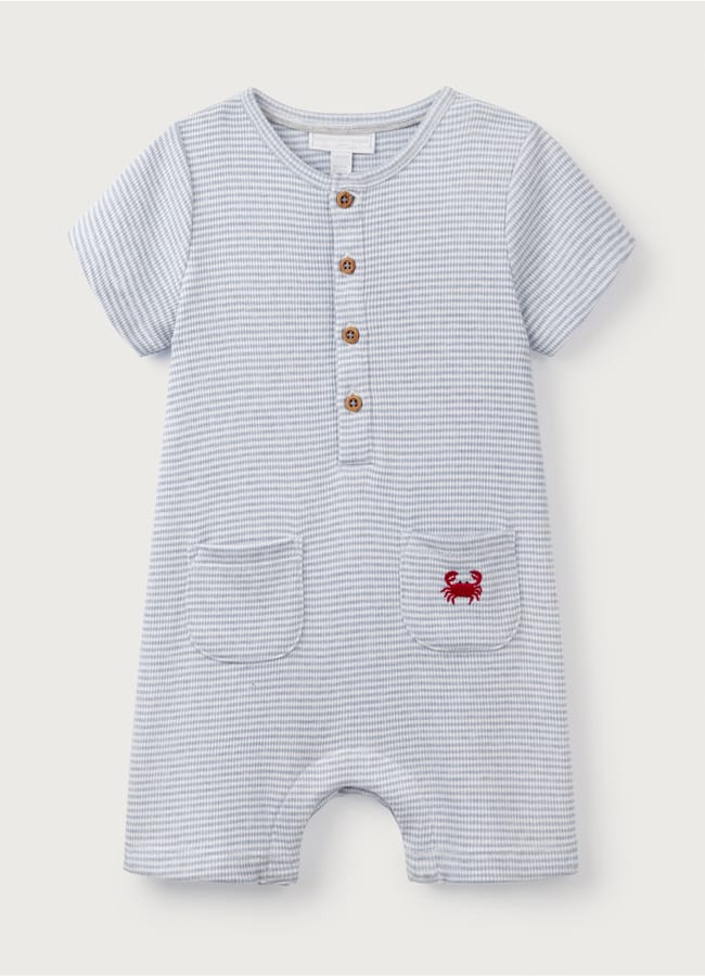 Organic Cotton Striped Crab Romper (0–24mths)