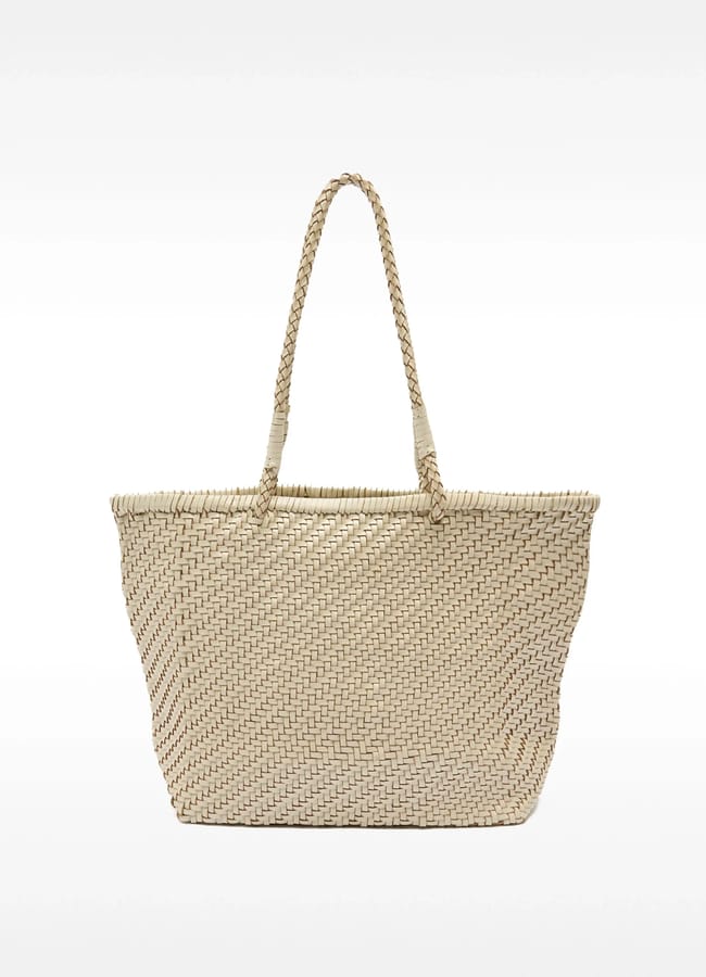Parfois Woven leather shopper bag in cream