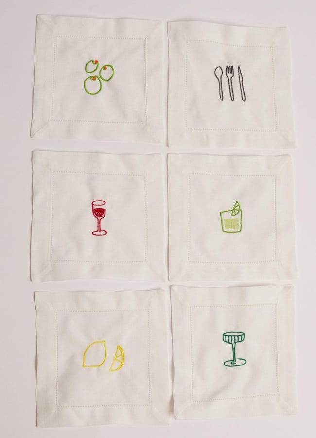 cocktail embroidered napkins