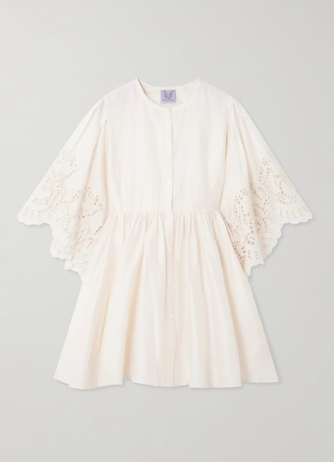 THIERRY COLSON Basil scalloped broderie anglaise cotton and silk-blend mini dress