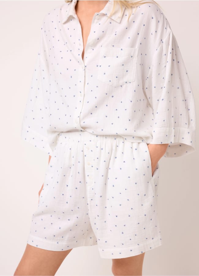 TWC Organic Double Cotton Ditsy Print Boxy Button Pyjama Set