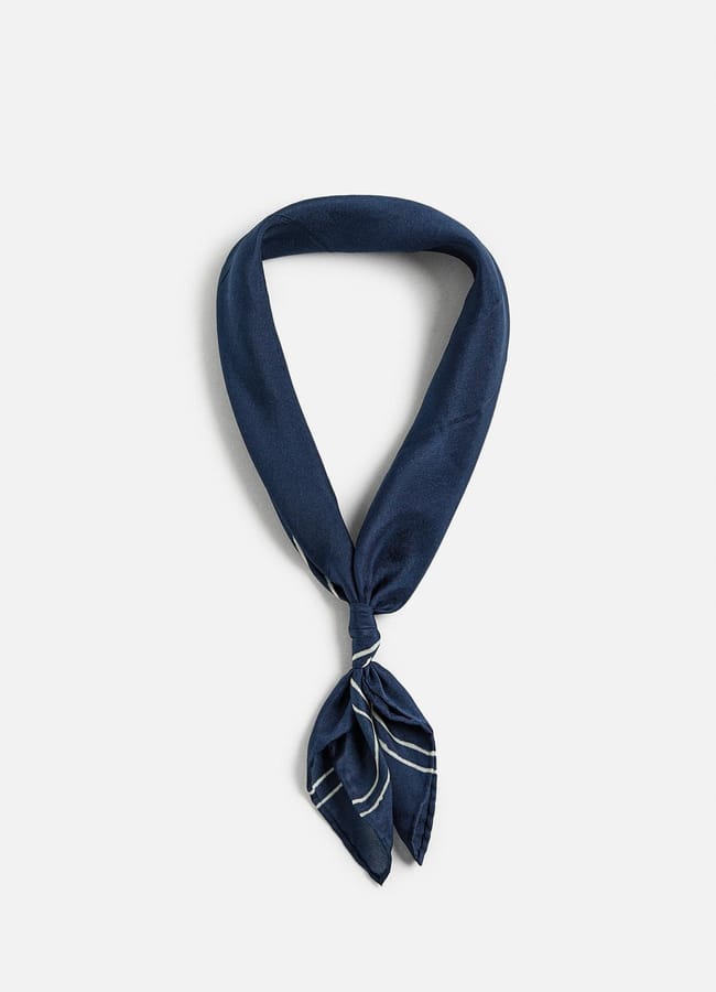 navy Zara SILK BANDANA