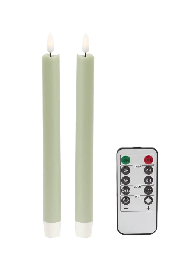 Sage Green Wax LED Candles - Set of 2
