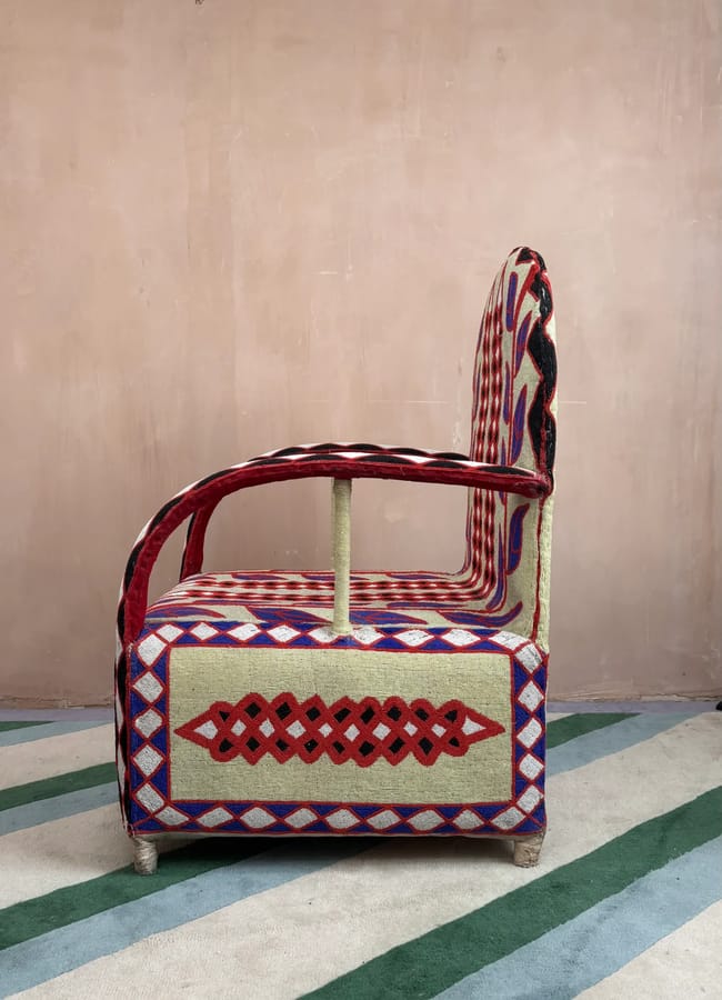 African beaded Yoruba throne chair C.1980