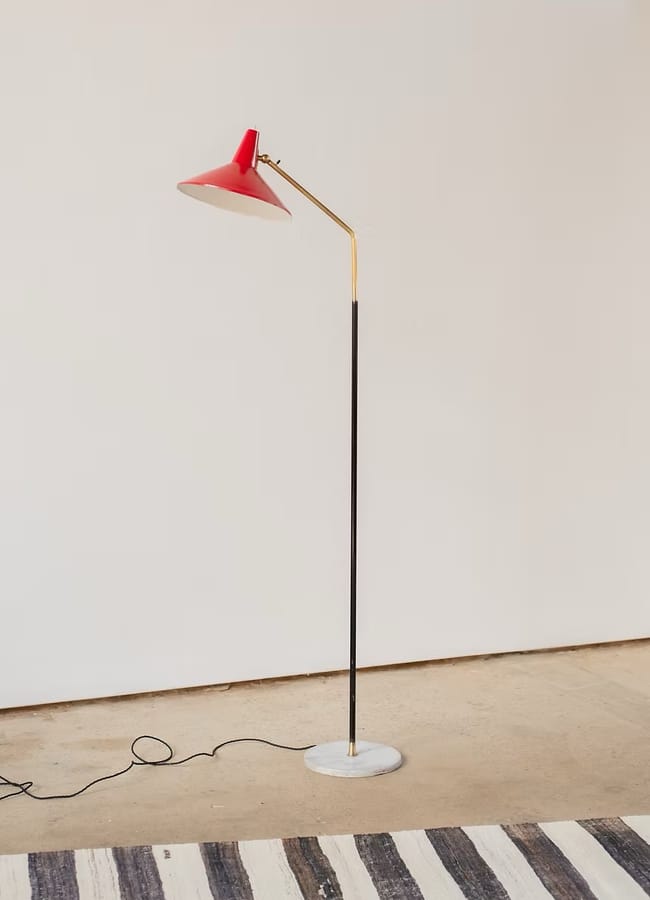 Brass and Marble Floor Lamp, Italy C1950