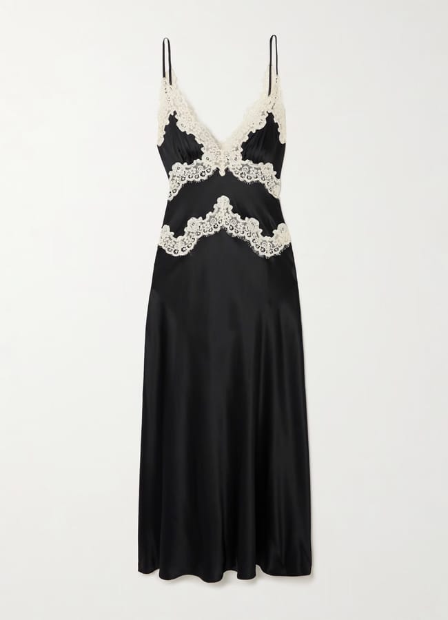 black dress with lace trims