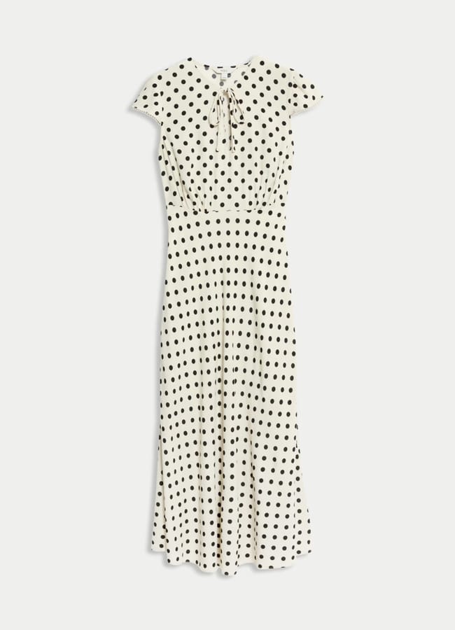 Floral Tie Neck Midaxi Tea Dress a copy