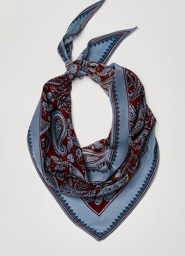 blue and brown print Essential Triangle Bandana