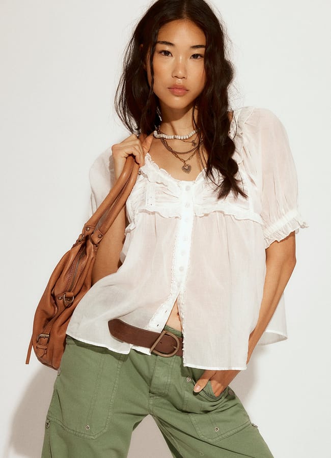 model wearing FP Sweet Nothings Blouse