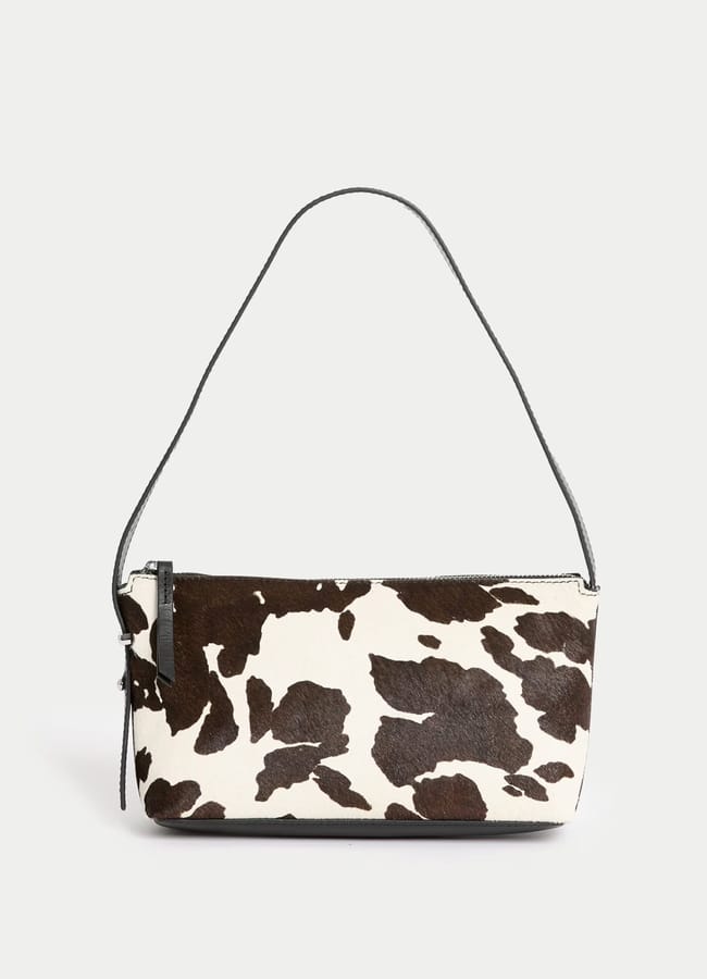 Hair On Leather Animal Print Shoulder Bag