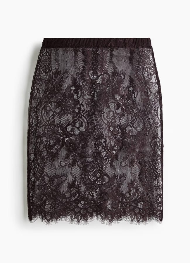 brown lace skirt