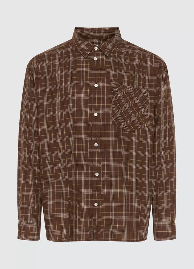 WOOD WOOD Cotton Regular Fit Check Shirt, Potting Soil