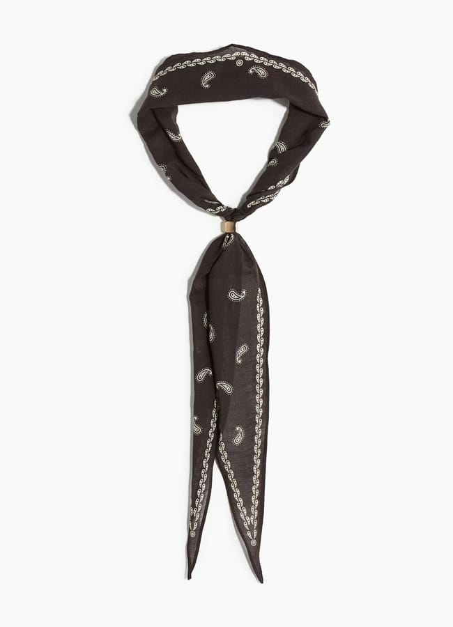 brown Bead-detail neck scarf