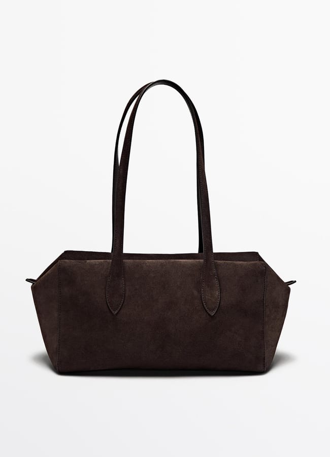 MD Split suede leather west satchel bag