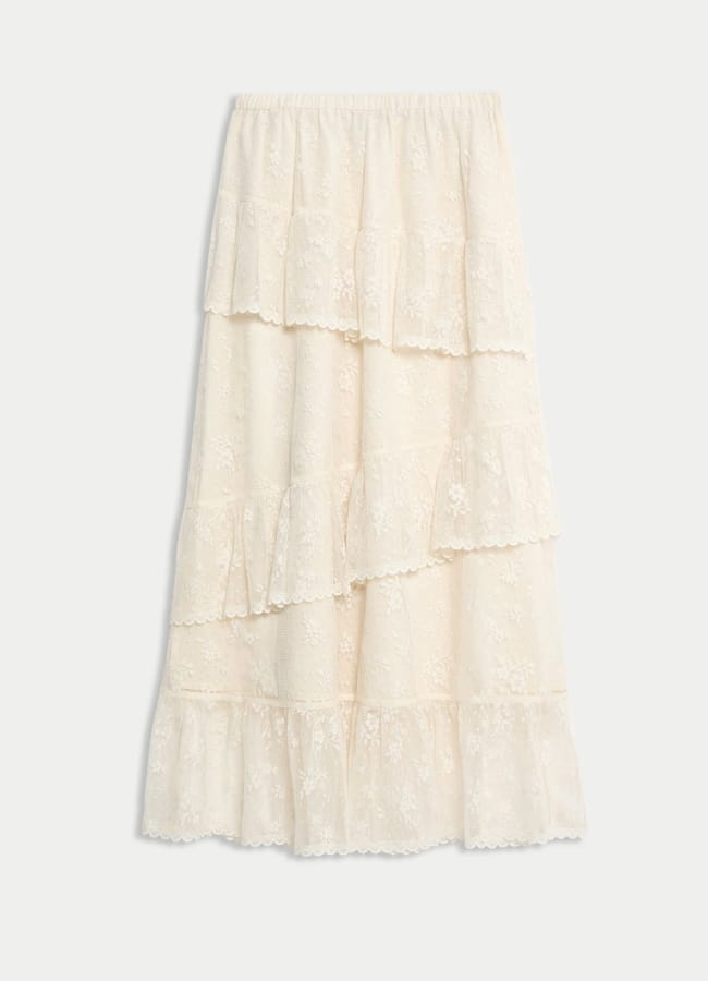 lace maxi skirt in cream