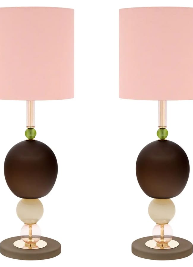 Murano Glass Pink and Green Lamps