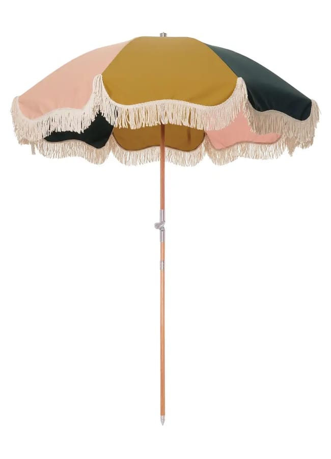 coloured and fringed beach parasol