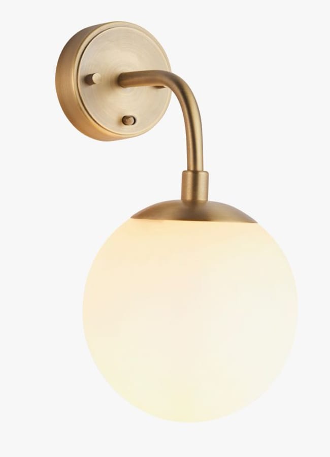 Perch & Parrow Luna Opal Glass Sphere Wall Light in Antique Brass