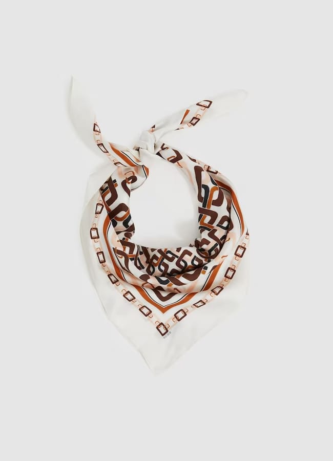 Reiss Scarlett Silk Chain-Print Scarf in Taupe