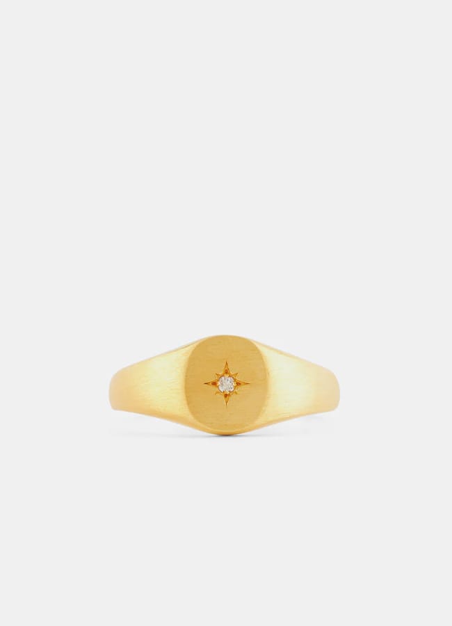 Serge Deimes Gold Diamond Signet Ring