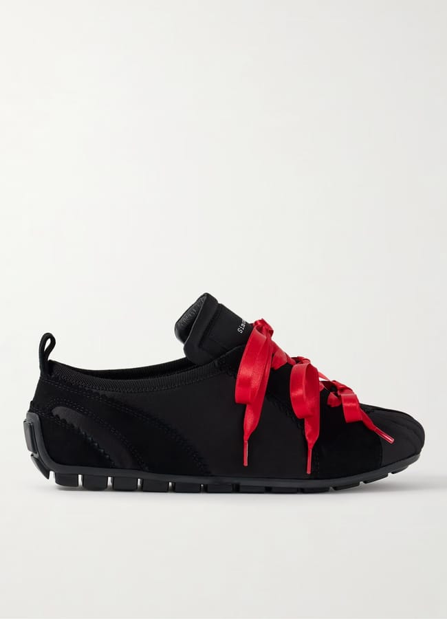 SIMONE ROCHA Suede-trimmed shell sneakers with red laces