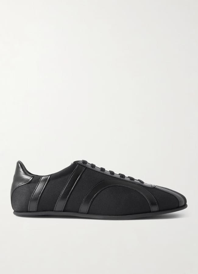TOTEME Leather-trimmed cotton-canvas sneakers