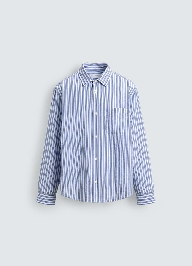 Zara CREASED-EFFECT STRIPED SHIRT