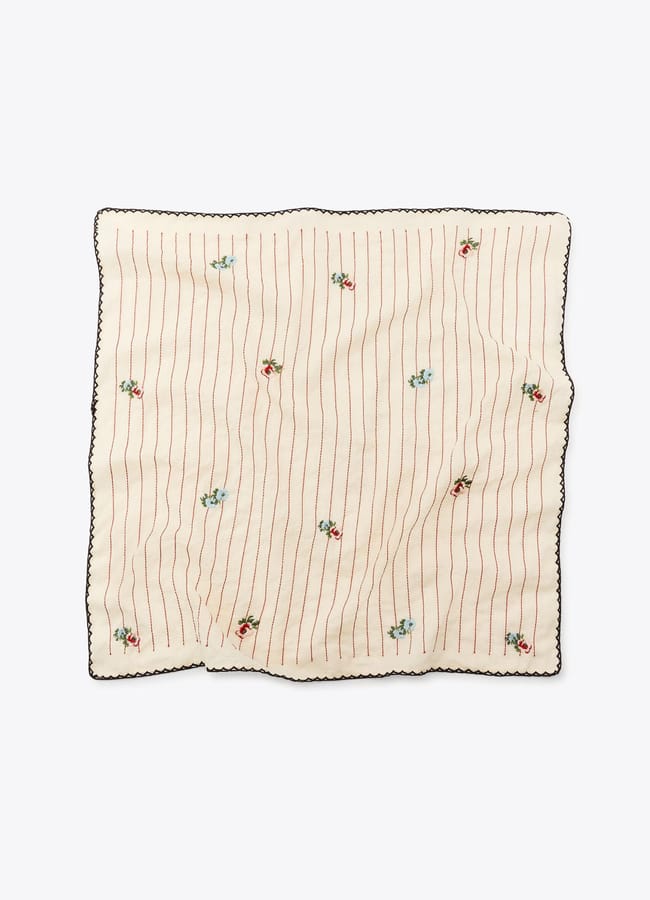 Zara STRIPED SCARF WITH EMBROIDERED FLOWERS