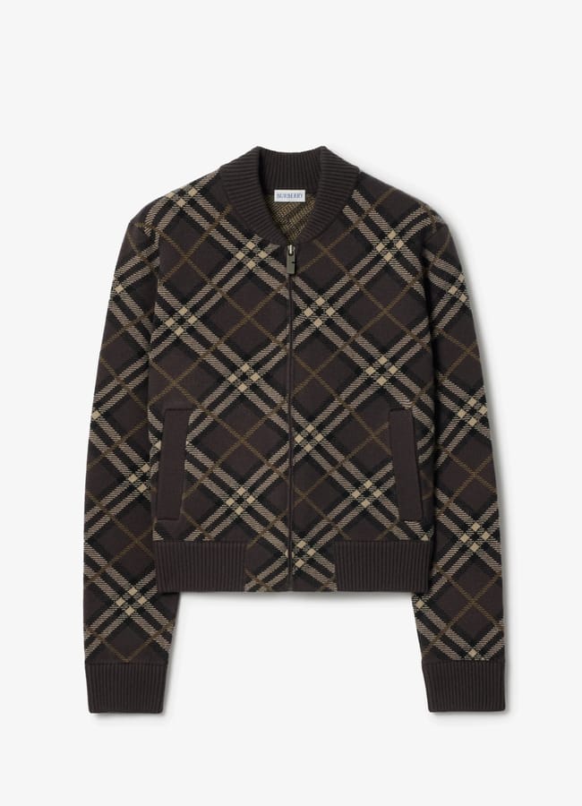 burberry Check Wool Cashmere Bomber Jacket