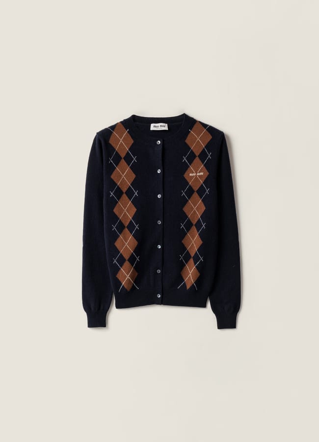 miu miu navy and brown Cashmere cardigan