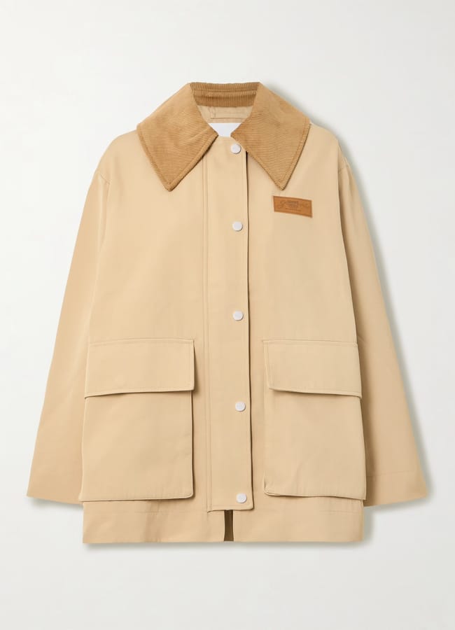 GANNI Corduroy-trimmed recycled-twill jacket