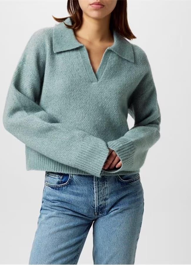 model wears Knit Polo Jumper