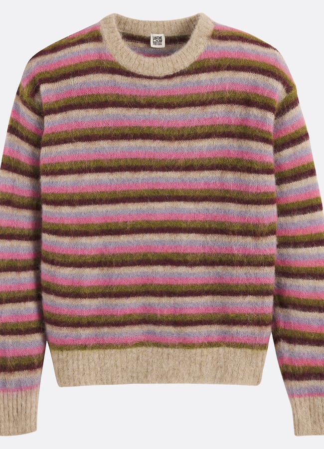 La Redoute Striped Jumper with Crew Neck in Chunky Alpaca Blend Knit